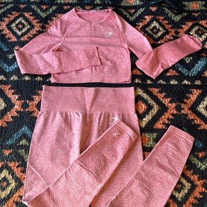Women’s Gymshark Vital Seamless Pink Marl Matching Set Size S/M